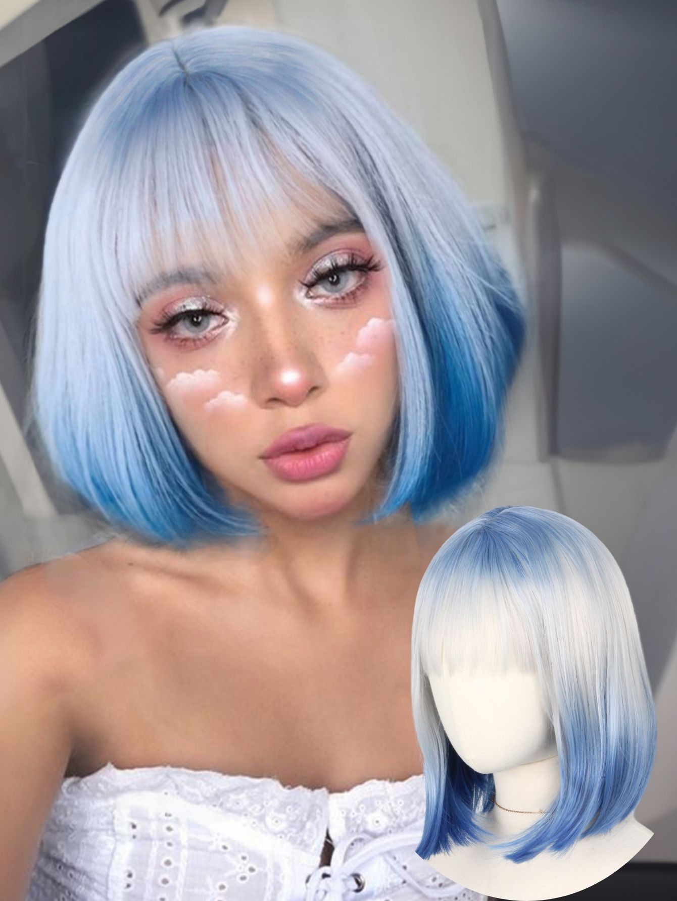 Blue and White Gradient Short  - огляд і ціна Lifestyle Of Korean